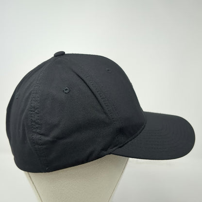 RVCA Baseball Cap Black One Size Fitted Flexfit Mid Fit Logo Patch Nylon Hat