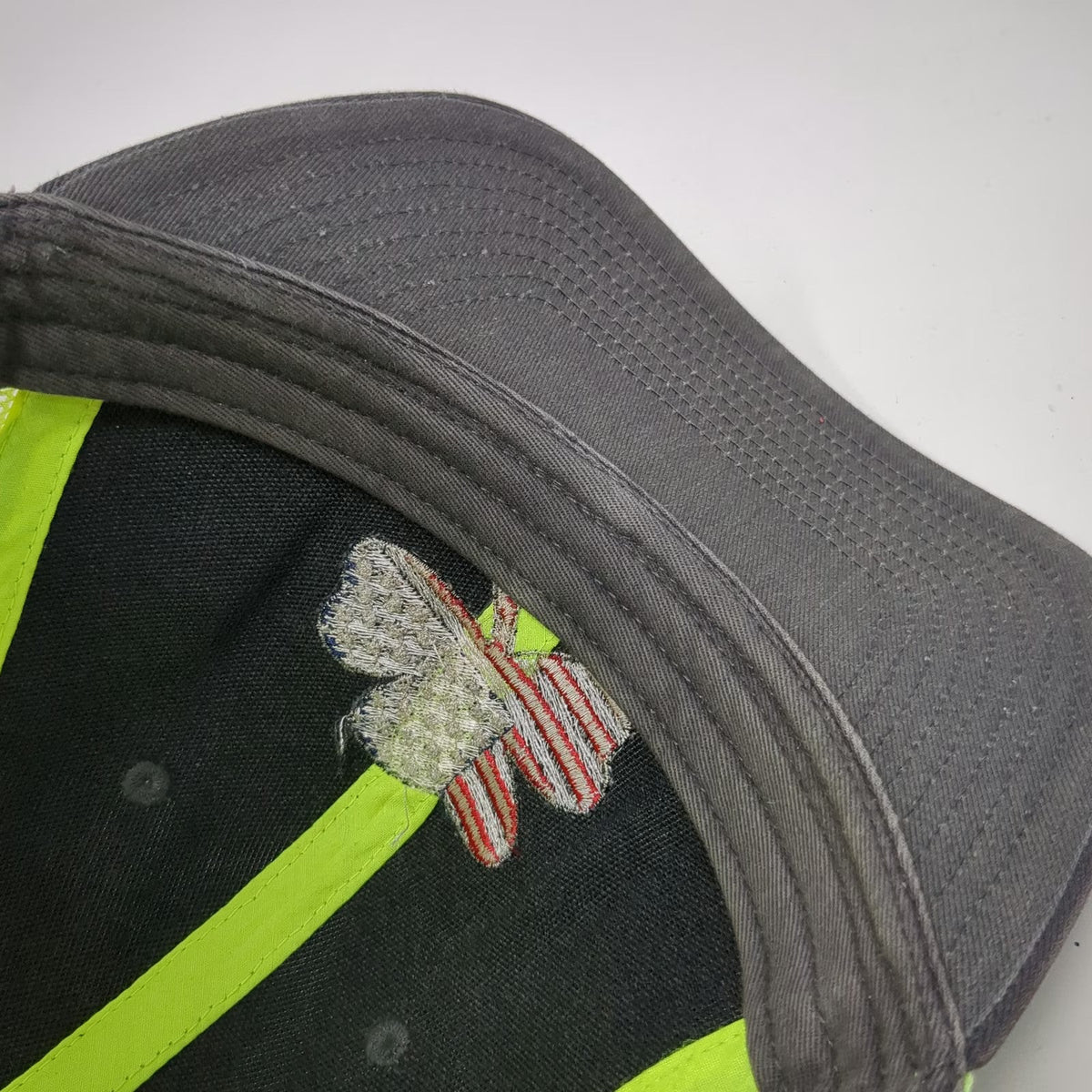 Fahrenheit Trucker Hat Brown Green One Size American Flag Shamrock Mesh Snapback