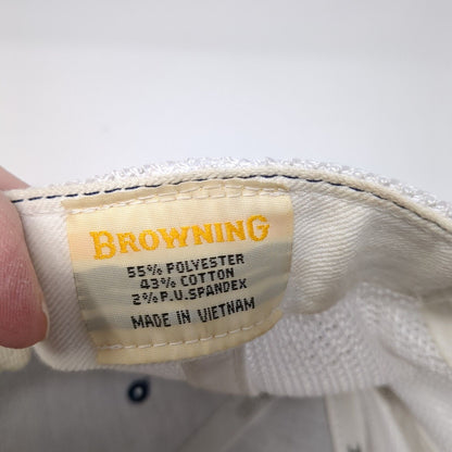 Browning Snapback Trucker Hat Blue One Size Adjustable Leather Patch Mesh Back