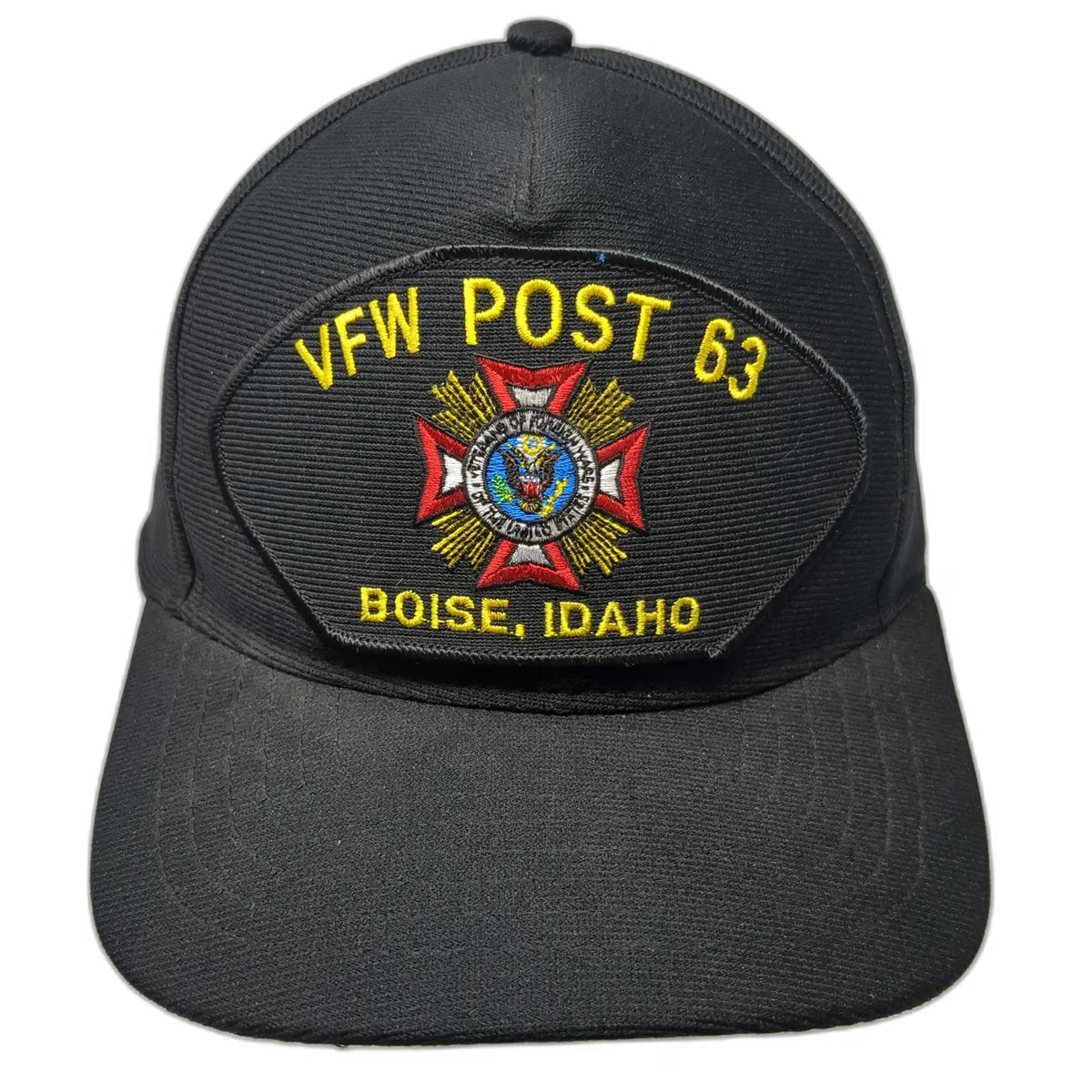 Eagle Crest 5 Panel Black One Size VFW Post 63 Boise Idaho USA Made Hat
