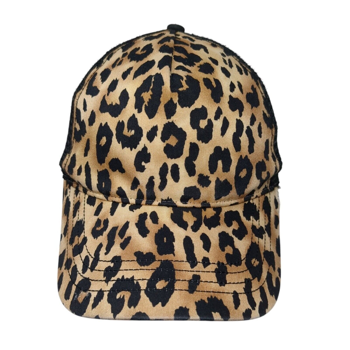 Leopard Snapback Mesh Back Trucker Hat Multi One Size Animal Print HG