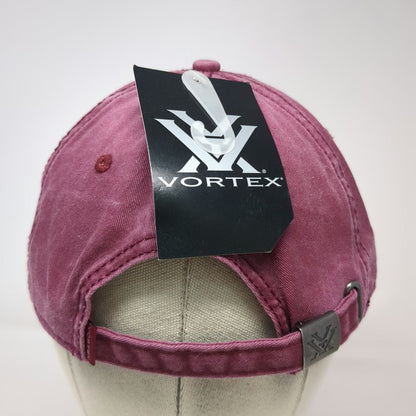 Vortex Baseball Cap Red One Size American Flag Patch Logo Buckle Strapback Hat