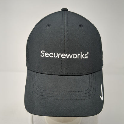 Secureworks Strapback Hat Black M/L Embroidered Swoosh Logo Dri-Fit Nike