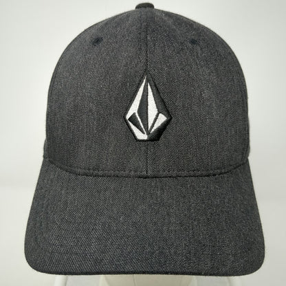 Volcom Baseball Cap Gray M Fitted Flexfit Embroidered Stone Logo Heathered Hat
