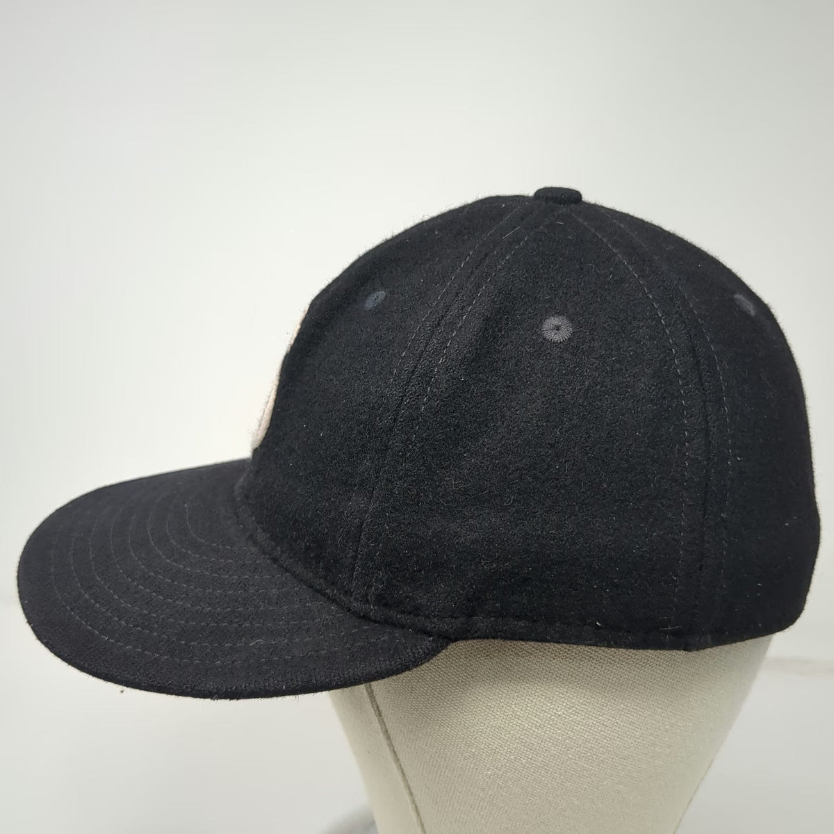 Ebbets Field Flannels Baseball Cap Black Wool Green Under Fitted Hat Vintage