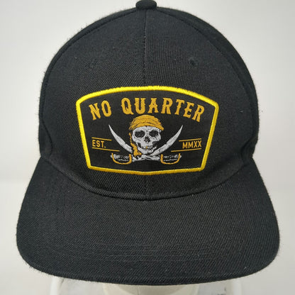 Snapback Hat Black One Size Pirate Skull No Quarter No Mercy Patch Embroidery