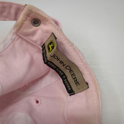 John Deere Baseball Cap Pink One Size Embroidered Logo Slideback Hat Cotton