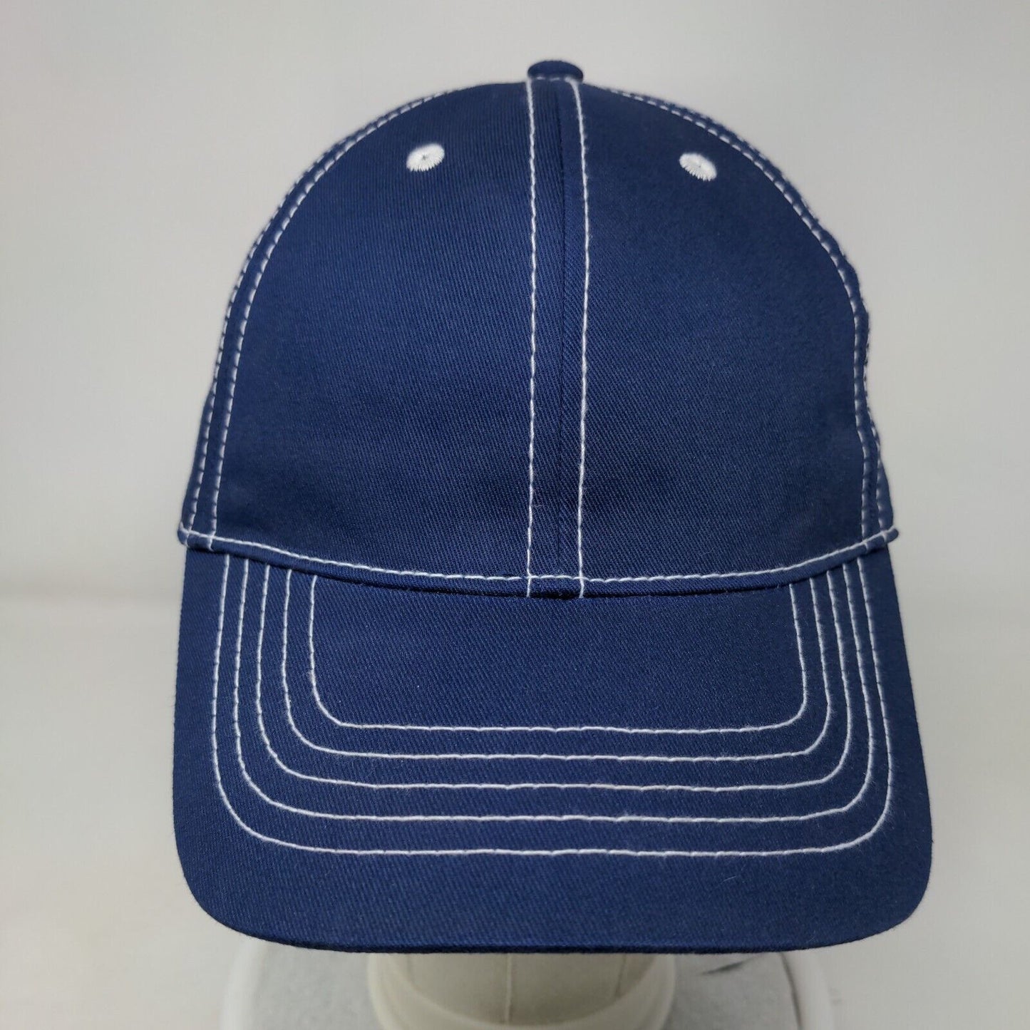 Unbranded Strapback Hat Blue OSFM Adjustable Vented Holes 6 Panel Blank