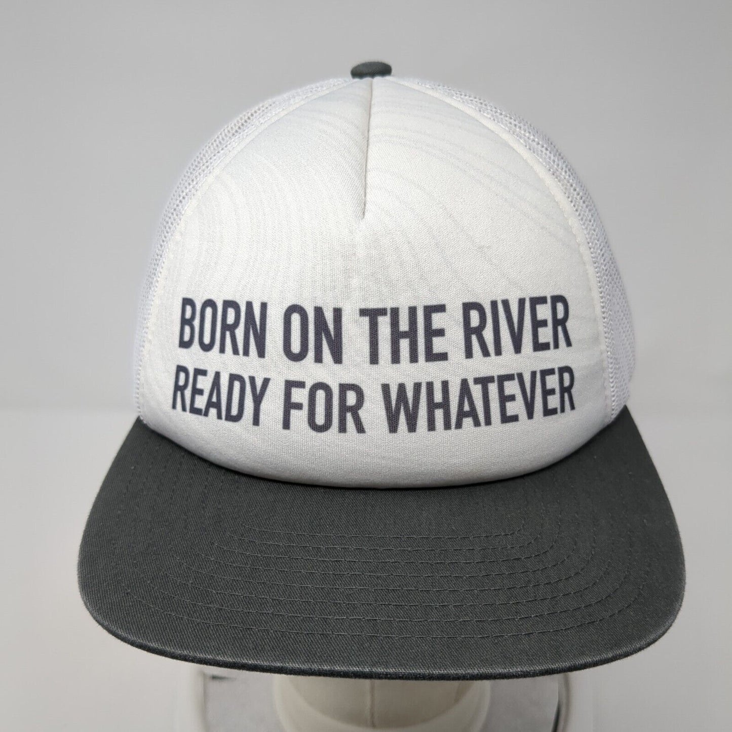 Born on The River Snapback Trucker Hat White OS Adjustable Mesh NRS Moscow Idaho