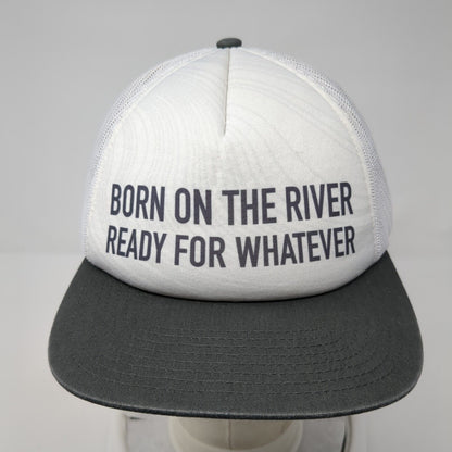 Born on The River Snapback Trucker Hat White OS Adjustable Mesh NRS Moscow Idaho
