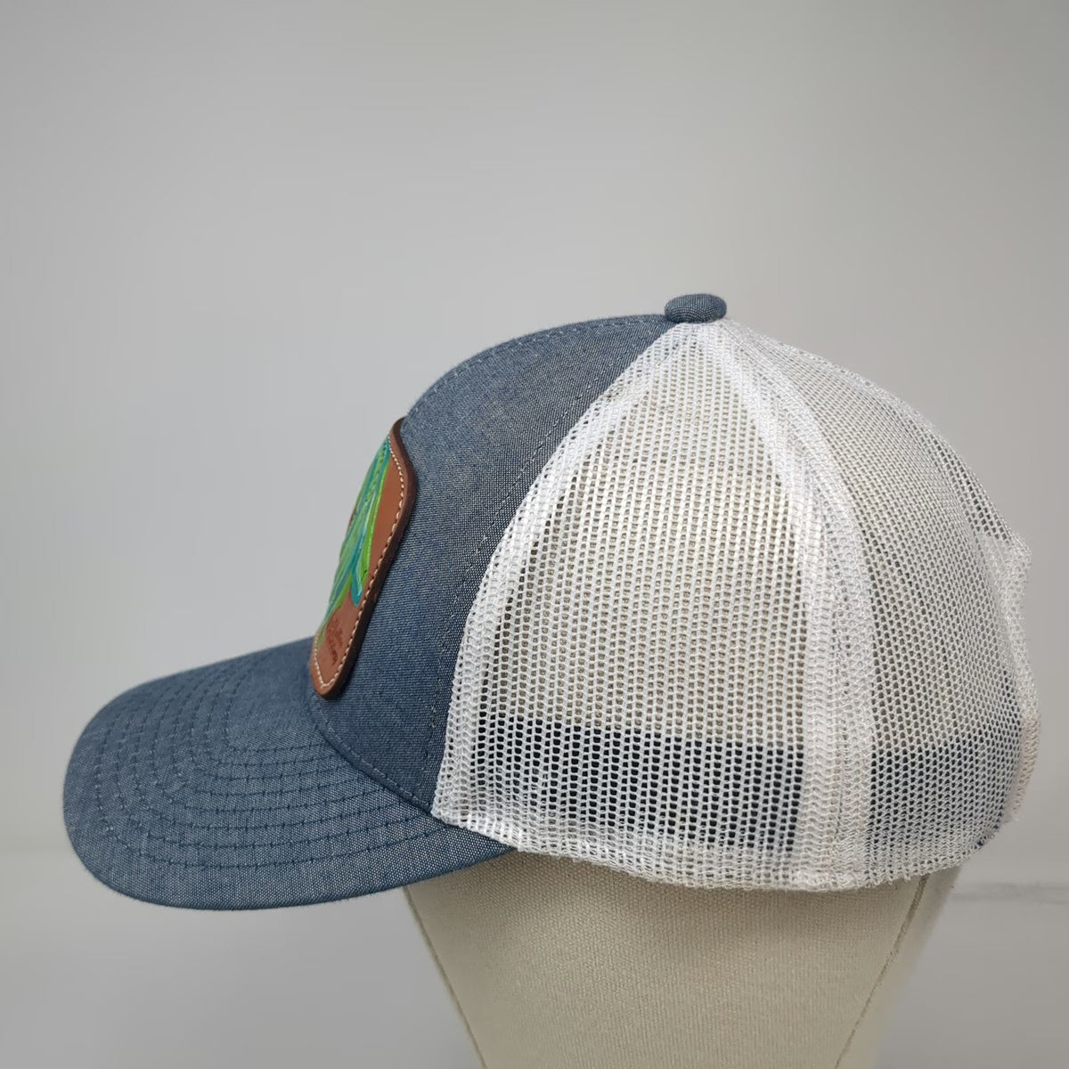 Outdoor Cap Platinum Series Baseball Cap Blue One Size Leather Flower Mesh Hat