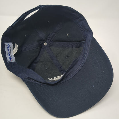 Newsmax Strapback Hat Blue One Size Adjustable Embroidered Solid 6 Panel