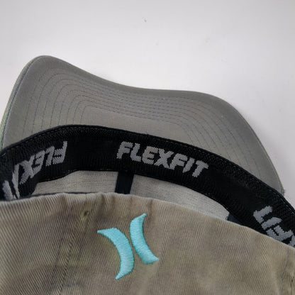 Hurley Fitted Hat Gray L-XL Embroidered Logo Flexfit Yupoong 6 Panel