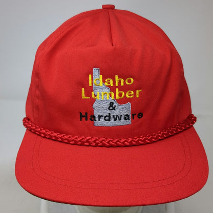 Sportcap 5 Panel Red Hat One Size Rope Leather Strap Idaho Lumber Hardware Logo
