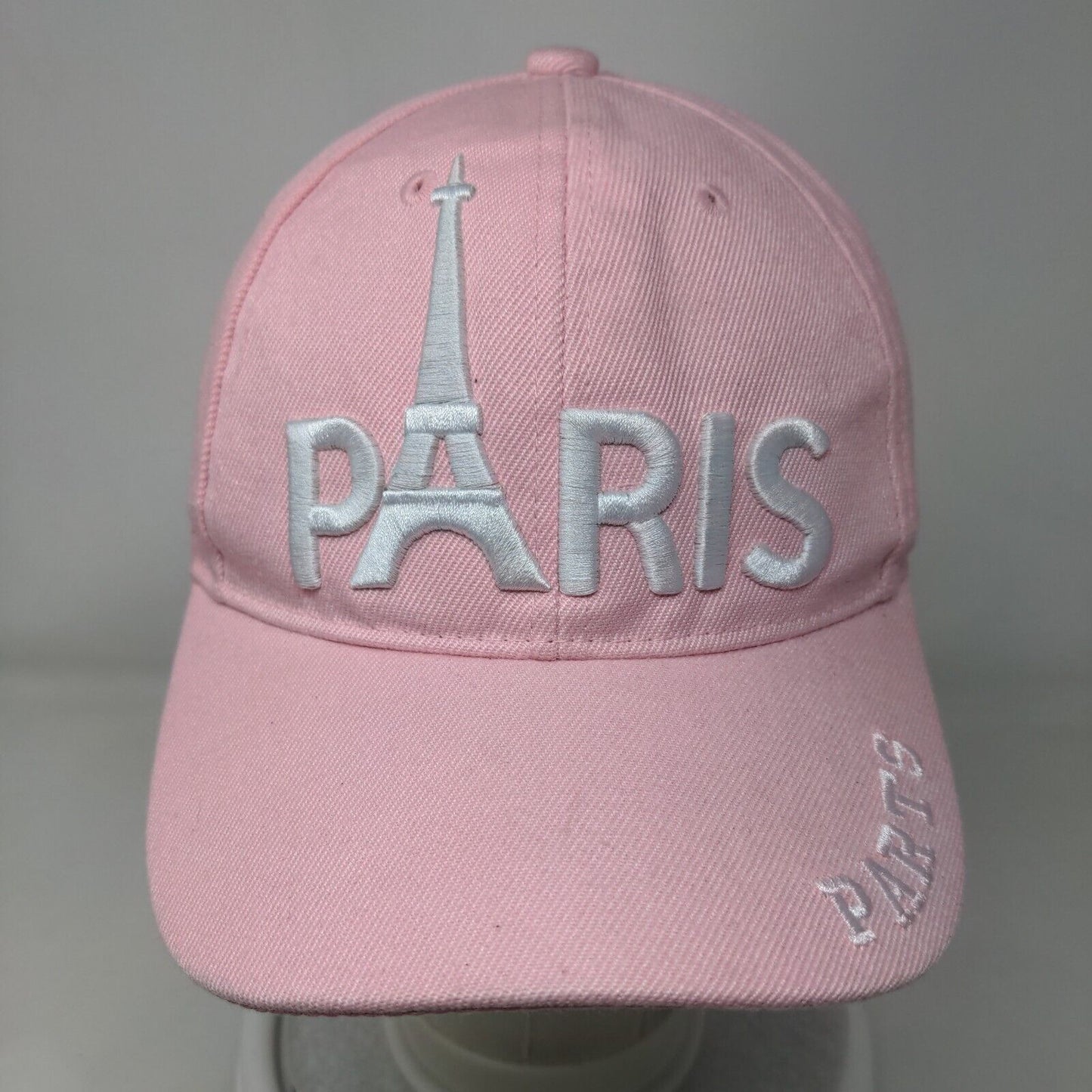 Paris Eiffel Tower Strapback Hat Pink One Size Adjustable Embroidered
