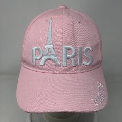 Paris Eiffel Tower Strapback Hat Pink One Size Adjustable Embroidered