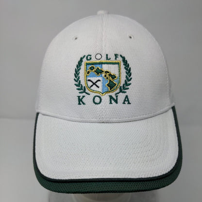 Golf Kona Fitted Hat White One Size Embroidered Hawaiian Headwear