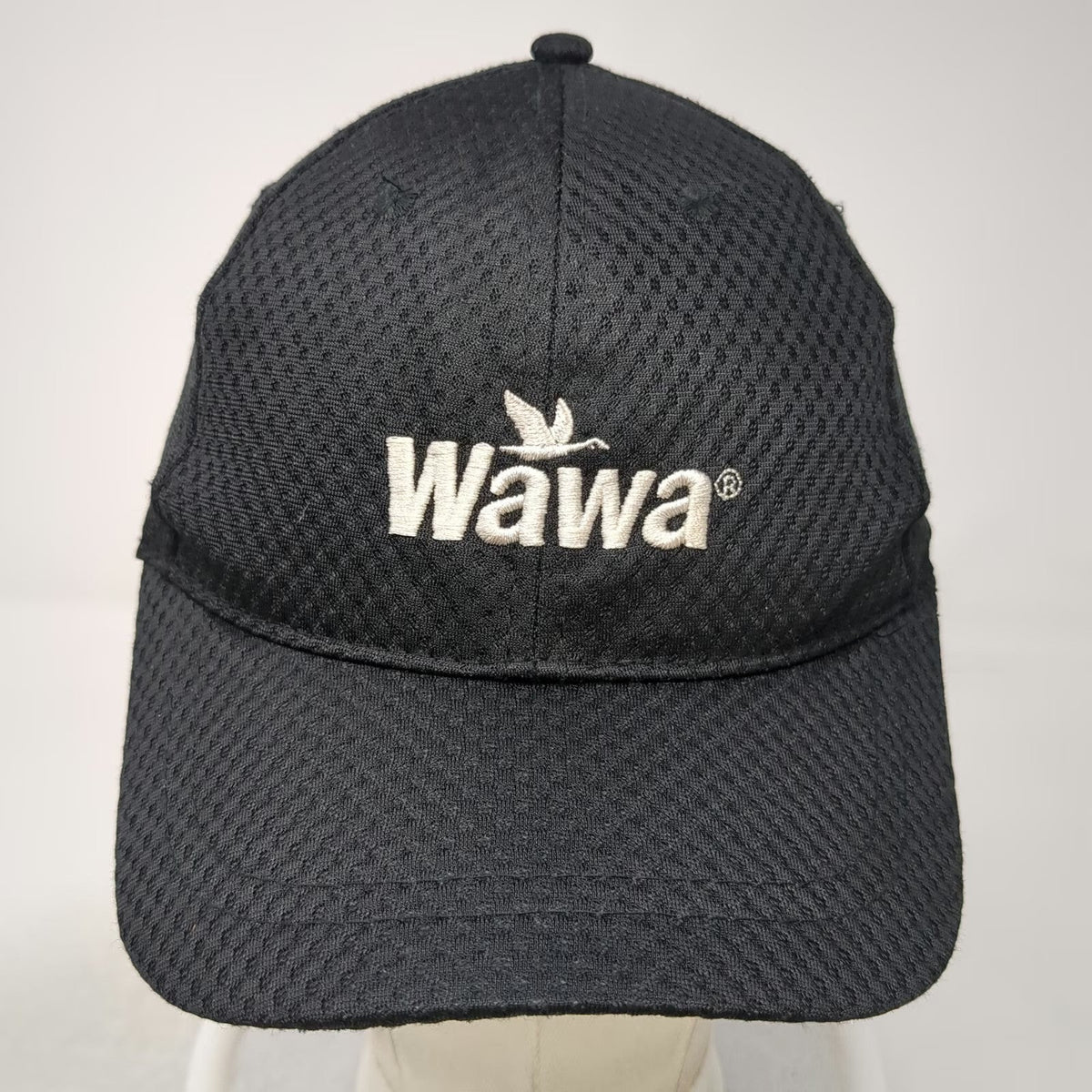 Wawa Baseball Cap Black One Size Performance Mesh Strapback Hat logo Embroidered