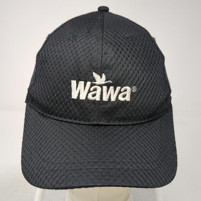 Wawa Baseball Cap Black One Size Performance Mesh Strapback Hat logo Embroidered