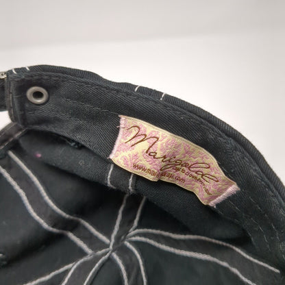 Marigold Caps Slideback Hat Black One Size Adjustable Rhinestone Distressed