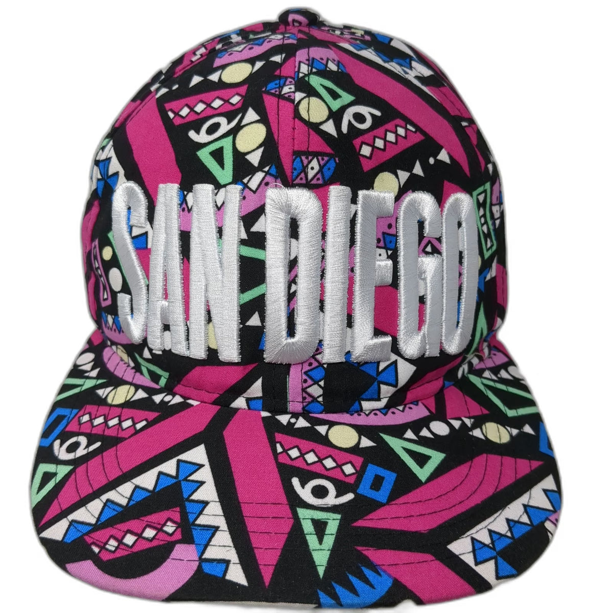 New Genesis San Diego Snapback Pink White One Size Hat 3D Embroidery Geometric