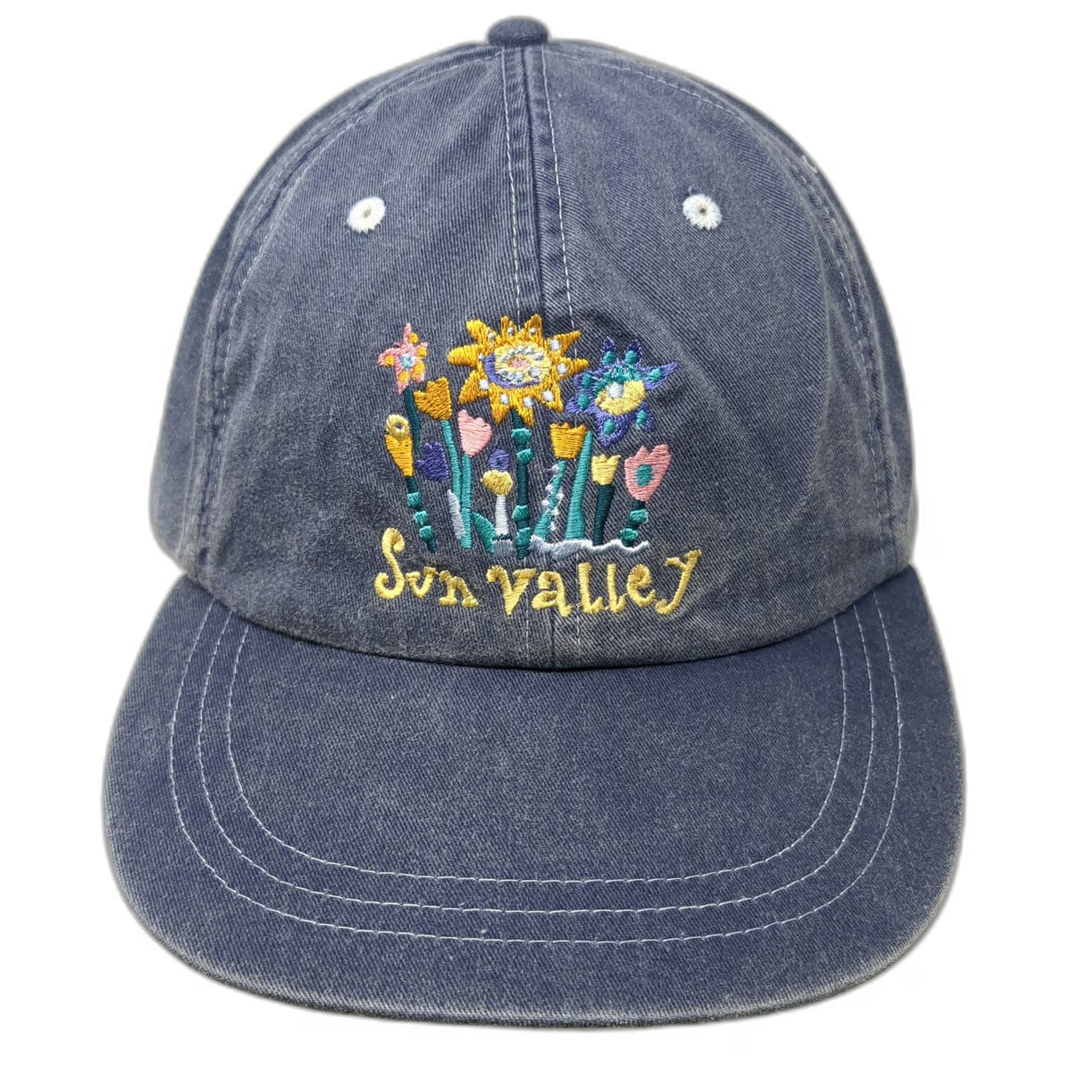 Baseball Cap Blue One Size Sun Valley Embroidered Flowers Strapback Hat Idaho