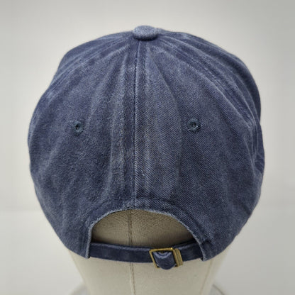 Smiley Slideback Hat Blue One Size Adjustable Solid Embroidered 6 Panel