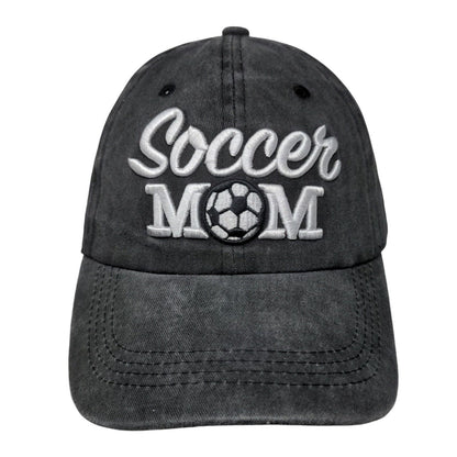 Soccer Mom Ponyback Slideback Hat Gray One Size Adjustable Embroidered Cotton