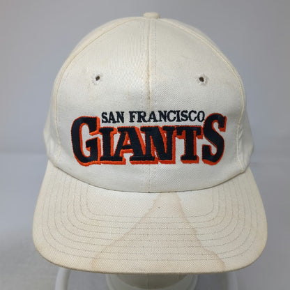 San Francisco Giants MLB Twins Snapback Hat Beige Flat Brim Green Logo Vintage
