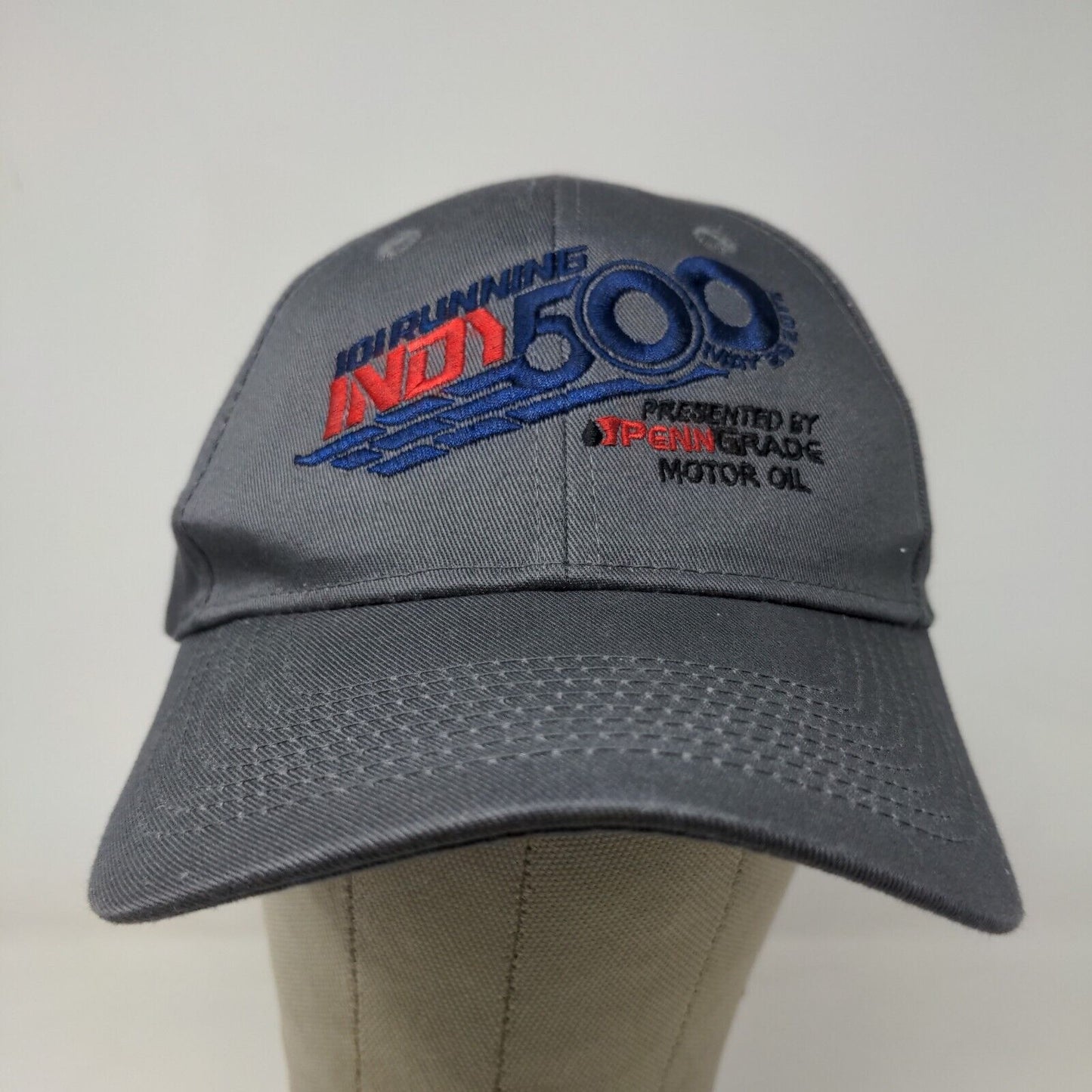 Indy 500 Men's Strapback Hat Gray Embroidered Logo 101st Running 2017