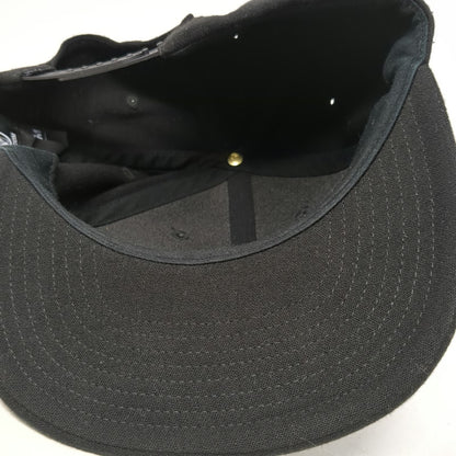 Volcom Snapback Hat Black One Size Yellow Script Logo Embroidery 6 Panel Cap