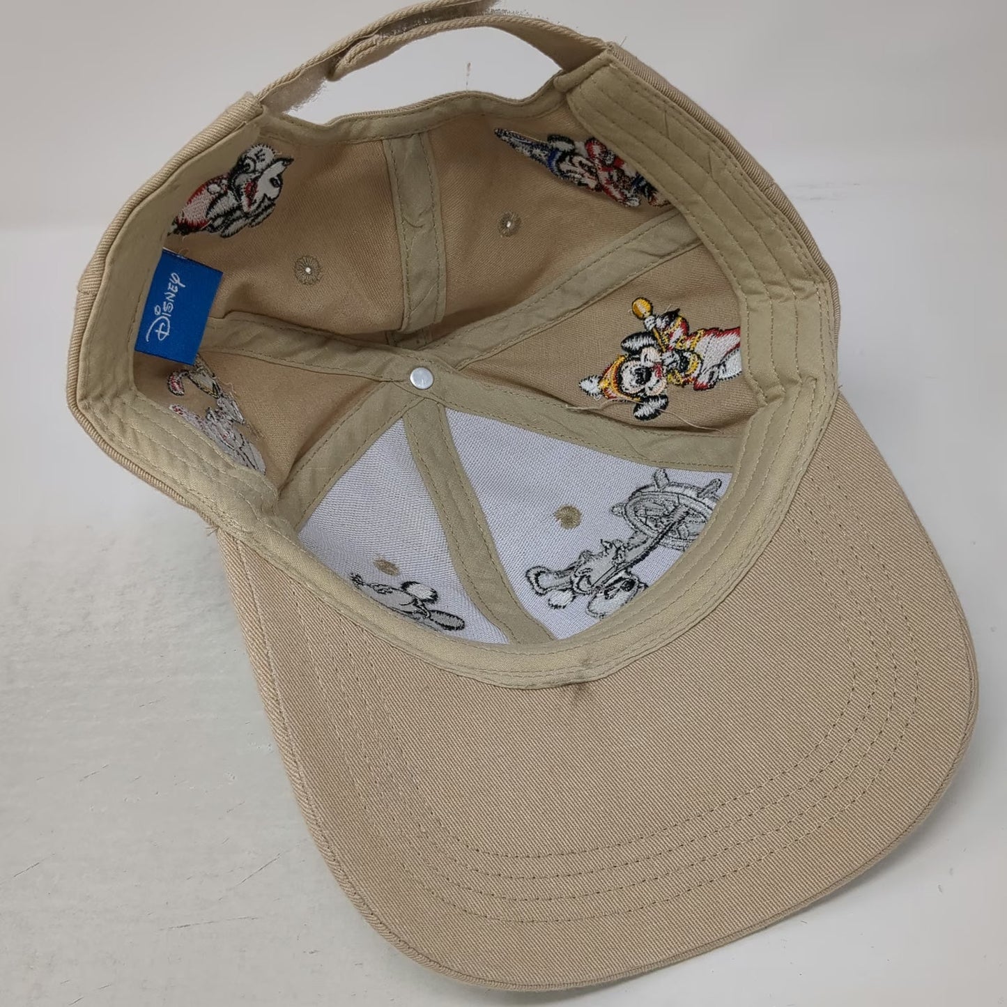 Disney Baseball Cap Beige One Size Mickey Mouse Multi Character Strapback Hat