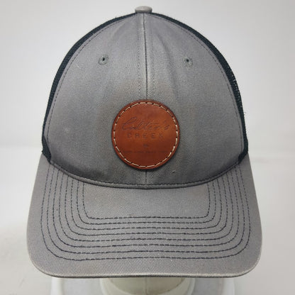 Outdoor Cap Trucker Hat Gray Black One Size Leather Patch Mesh Back Snapback