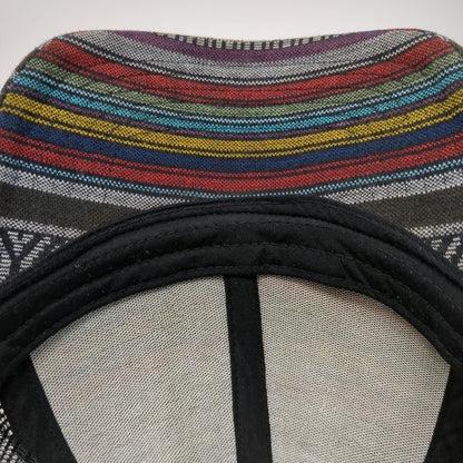 Trucker Hat Black Multi One Size Mesh Back Snapback Striped Woven Pattern Hat