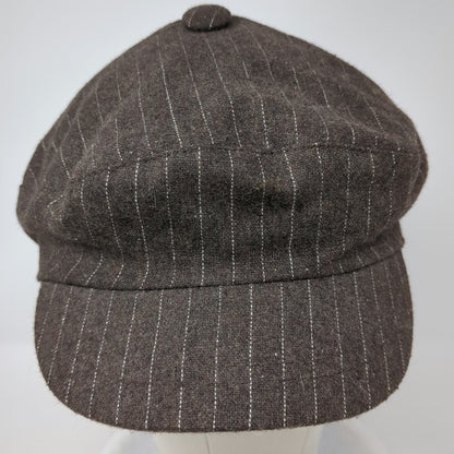 Army Cap Brown One Size Pinstripe Wool Blend Lined Elastic Back Cadet Style Hat
