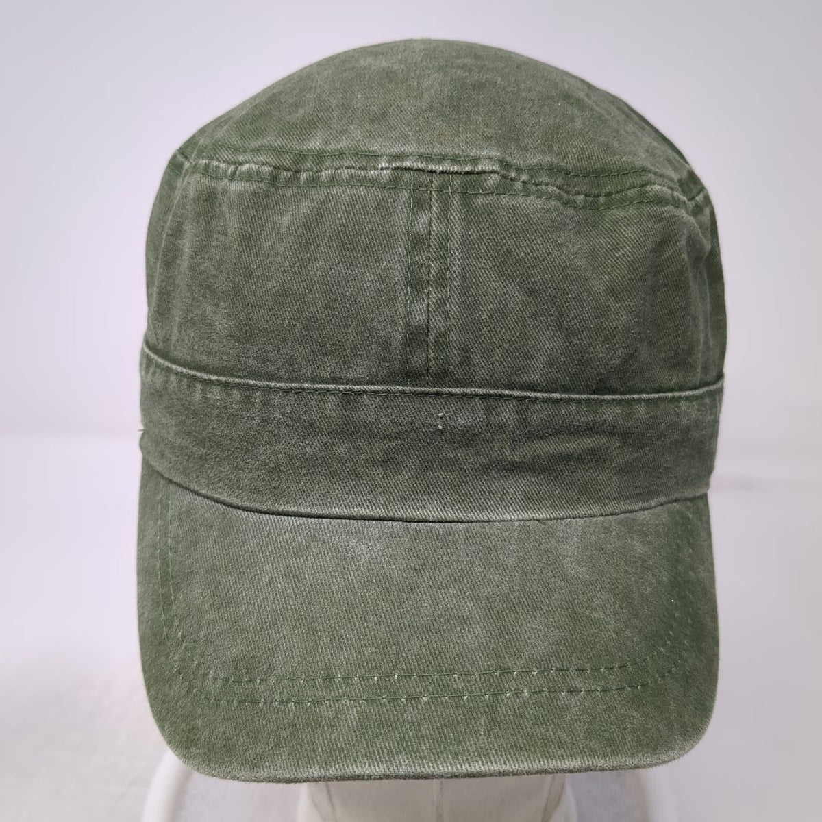 ponyflo Army Cap Green One Size Ponytail Opening Strapback Hat Cotton Washed