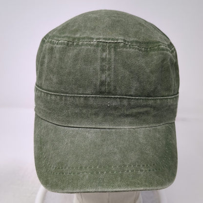 ponyflo Army Cap Green One Size Ponytail Opening Strapback Hat Cotton Washed