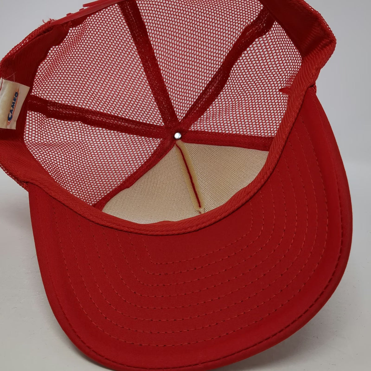 Cameo Trucker Hat Red One Size CAL Ranch Stores Mesh Snapback Foam Front Rope
