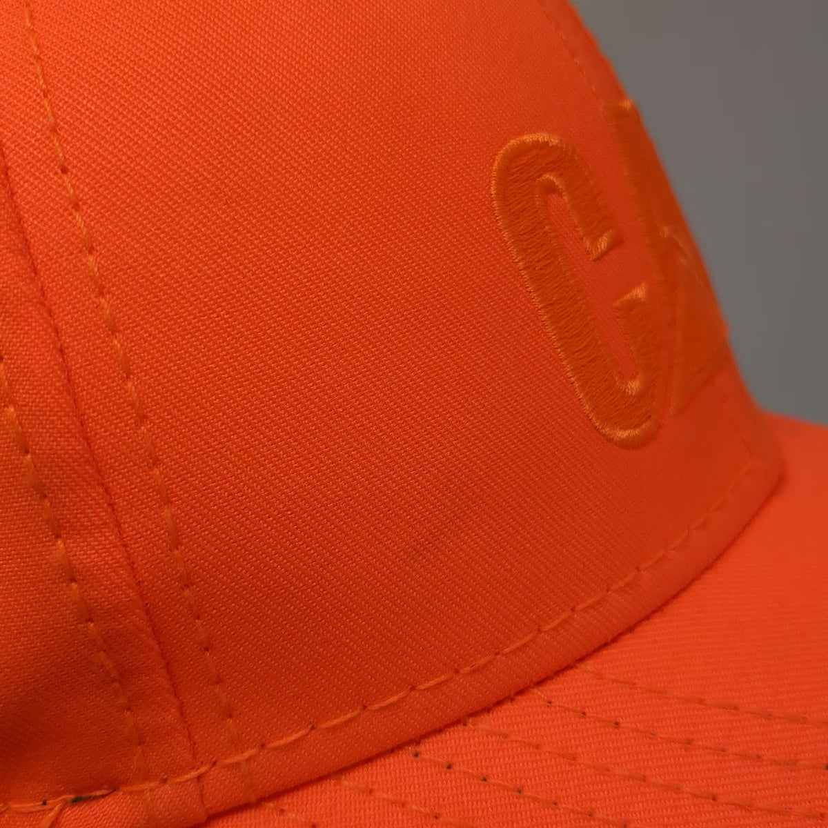 Caterpillar CAT Baseball Cap Orange One Size Tonal Logo Strapback Green Brim Hat