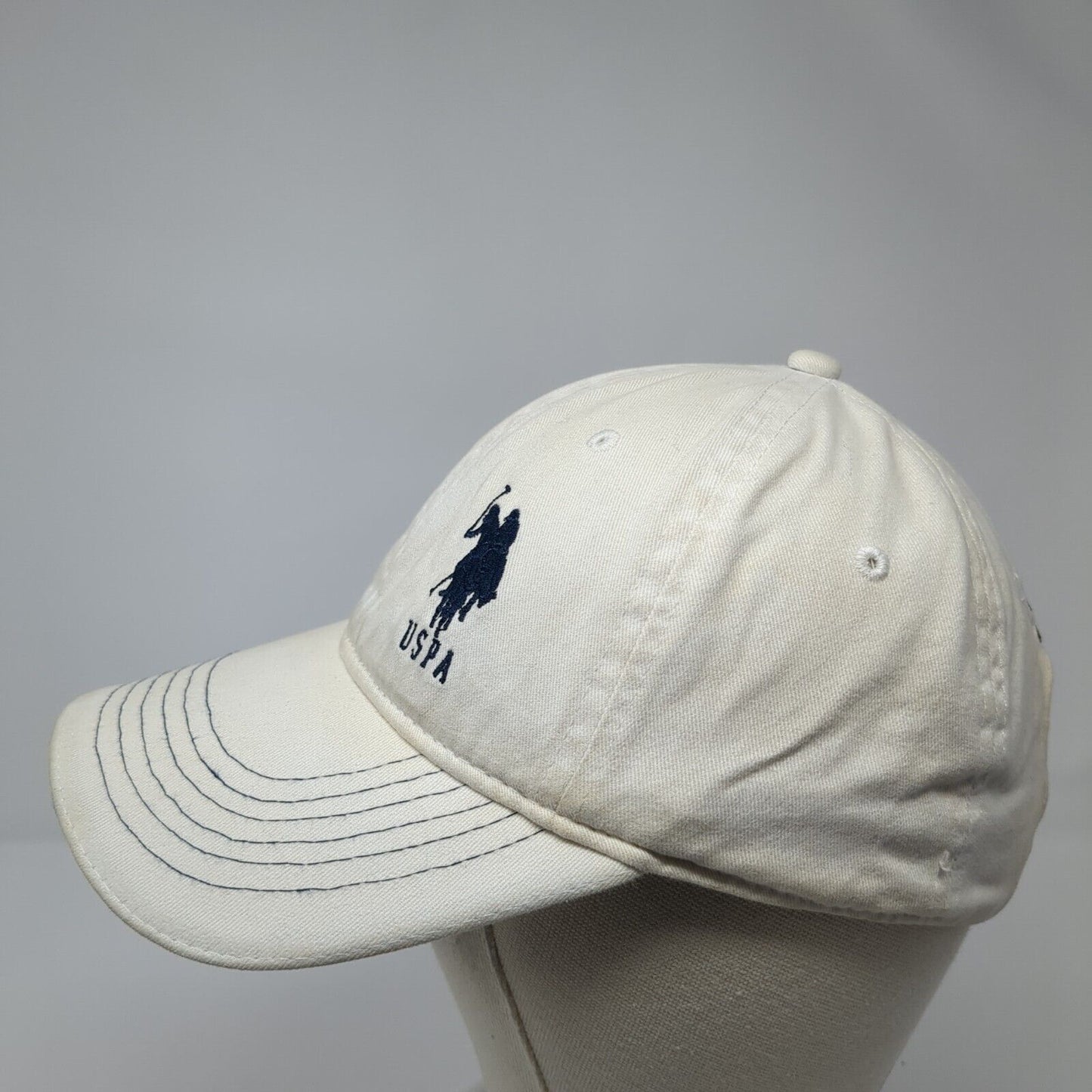 U.S. Polo Assn. Slideback Hat White Cream One Size Adjustable Embroidered