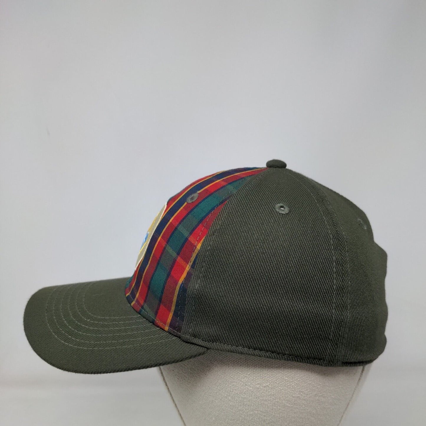 Boy Scout of America Webelo Fitted Cap Green S/M Embroidered Plaid Vented Holes