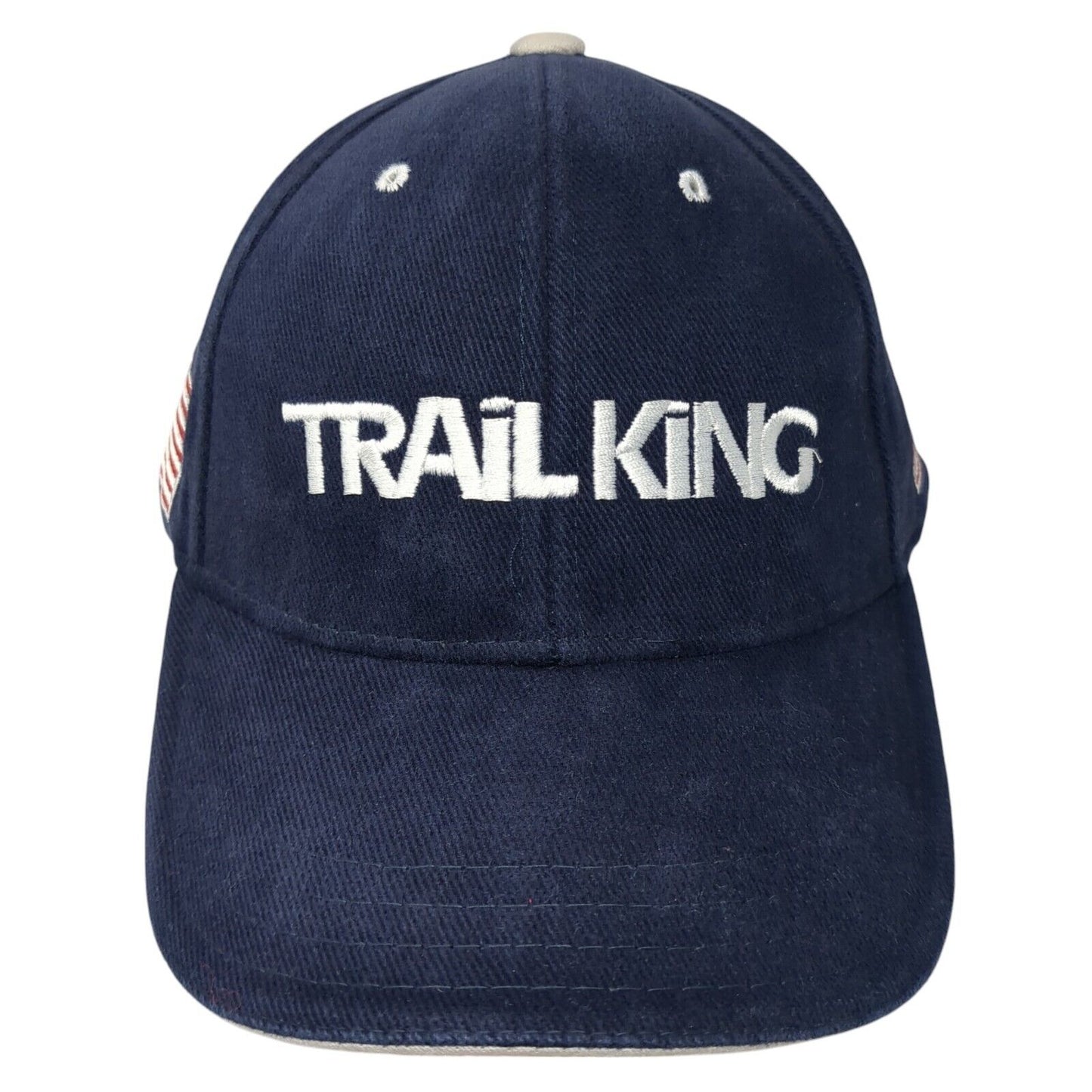 Trail King Strapback Hat Blue One Size Adjustable Embroidered Patriotic Cotton