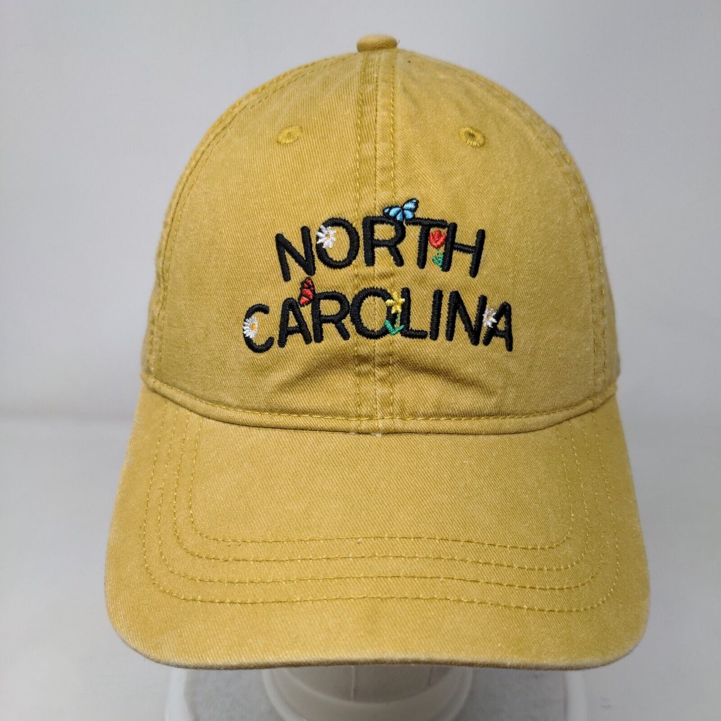 North Carolina Slideback Hat Tan OSFM Embroidered Floral 6 Panel Home Free