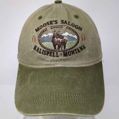 Ouray Sportswear Moose's Saloon Montana Baseball Cap Hat One Size Beige Green