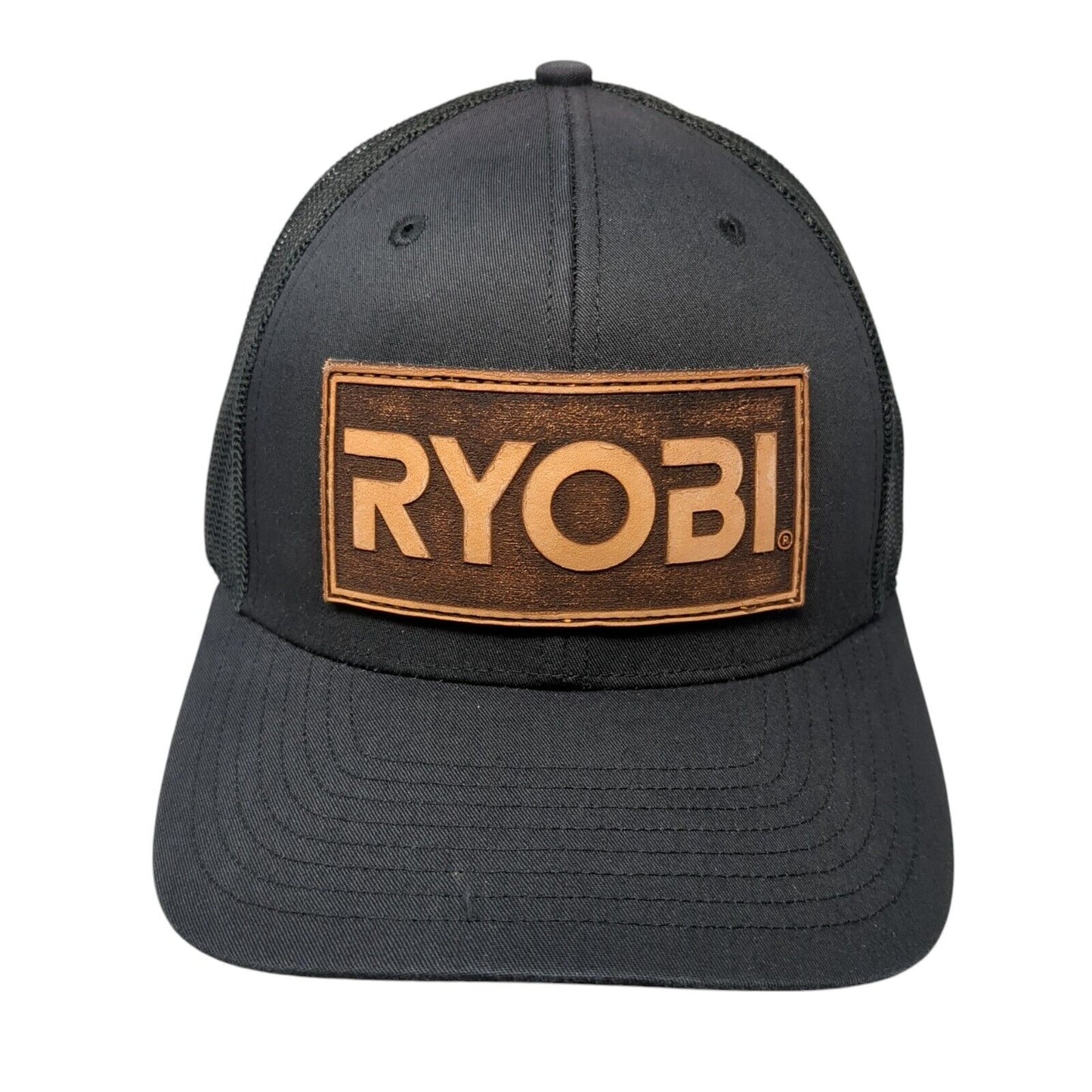 RYOBI Snapback Trucker Hat Black OS Adjustable Patch Mesh Back Richardson