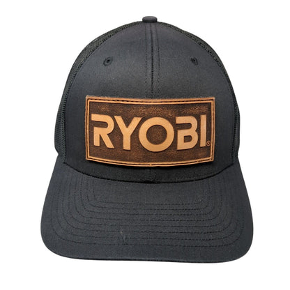 RYOBI Snapback Trucker Hat Black OS Adjustable Patch Mesh Back Richardson