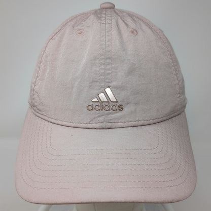 Adidas Baseball Cap Pink One Size Nylon Gold Logo Adjustable Slideback Strap Hat