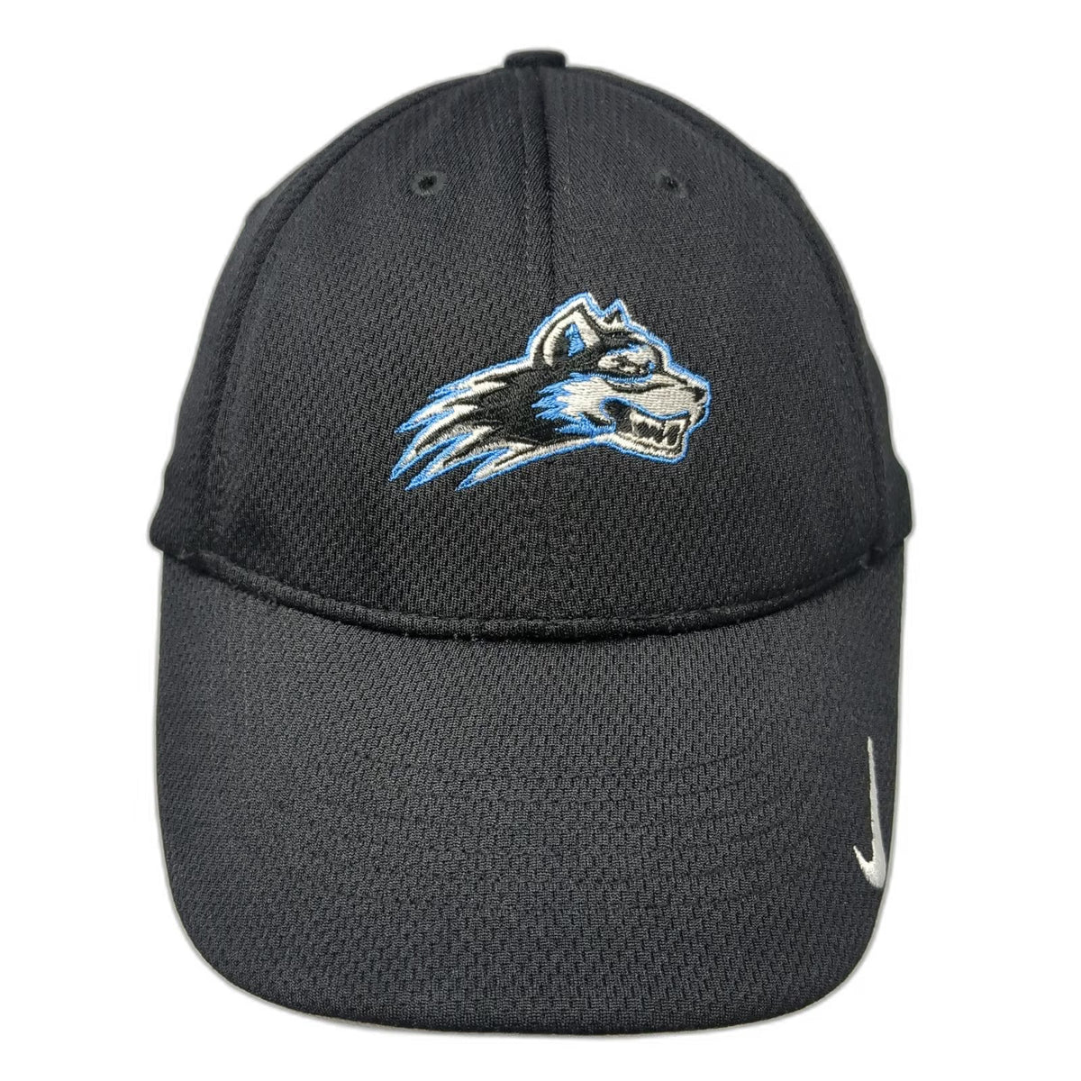 Nike Baseball Cap Black M Fitted Husky Mascot Polyester Mesh Performance Hat