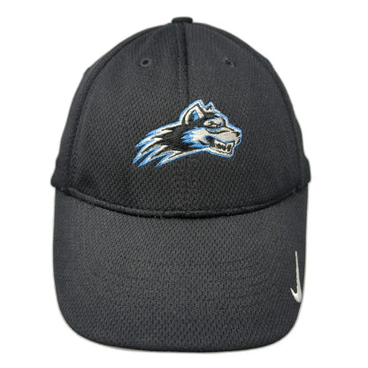 Nike Baseball Cap Black M Fitted Husky Mascot Polyester Mesh Performance Hat