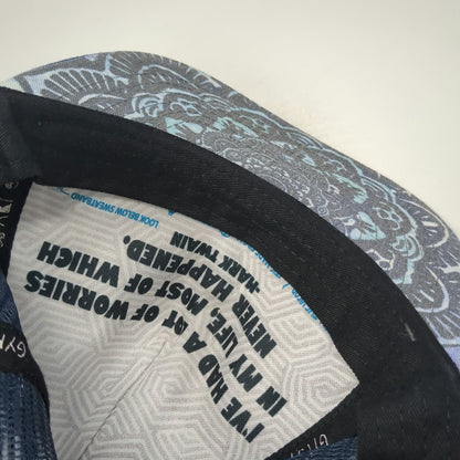 Gypsy & Lolo Trucker Hat Blue OSFM Upcycled Fabric Mandala Pattern Mesh Snapback
